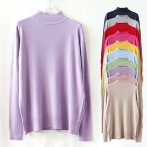 여성 반목폴라 니트 티셔츠 봄가을겨울 골지 터틀넥 기본 무지 목니트 하프 긴티