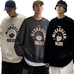 남자 맨투맨 베이직 기모 오버핏 긴팔 폴리에스테르 라운드넥 프린팅 겨울 티셔츠 OFS-MTM10