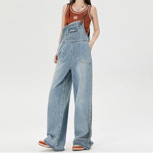 여성 멜빵바지 루즈핏 데님 멜빵 점프수트 청바지 통바지