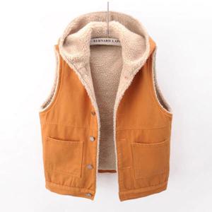 여자 가을 겨울 양털 뽀글이 후드 청조끼 루즈핏 심플 털안감 조끼 베스트