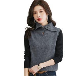 여자 카라넥 니트 조끼 베스트 루즈핏 이너 니트 조끼