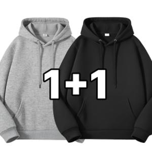1+1 앤라인 무지 오버핏 후드티 커플 티셔츠 가을 겨울 남자 여자