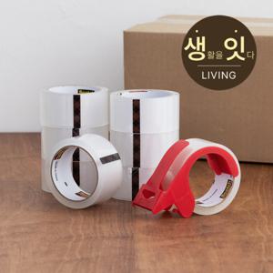 3M 스카치 포장용 박스 테이프 기획세트(8롤+디스펜서) 투명/갈색(선택)