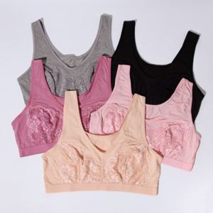 위키란쥬 국산 면 스판 홑겹 레이스 빅사이즈 스포츠 브라 브라렛 사계절 면 브라탑