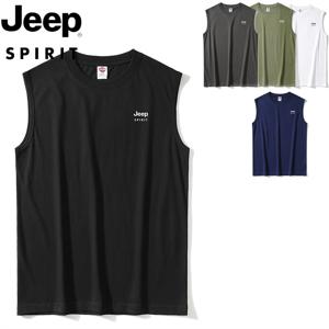 지프 JEEP SPIRIT 남자 여름 순면 라운드 통기 민소매 티셔츠 JP35978