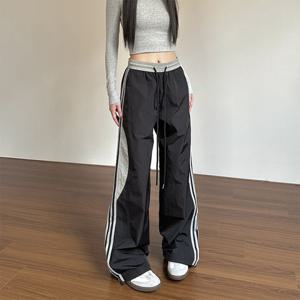 봄 가을 바지 와이드 슬림핏 옆 스트라이프 패치워크 조거 캐주얼 팬츠