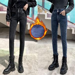 여성 기모 스판 데님팬츠 슬림핏 통 일자 청바지 뱃살보정 편한 여자 팬츠