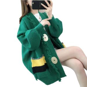 시크한 스웨터 여성 춘추복br신상 루즈핏 미디엄 롱 니트 카디건 여성 코트