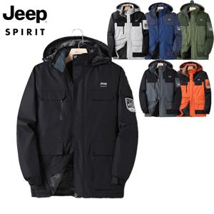지프 JEEP SPIRIT 겨울 야상 바람막이 빅사이즈 남성 야외 낚시복 바람막이 방한 기모 두꺼운 등산복