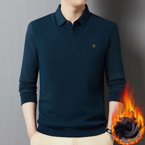 남자 기모 레이어드 셔츠 루즈핏 카라넥 긴팔티