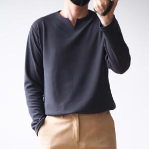 남자 링클프리 엠보 긴팔 티셔츠 구김방지 브이넥