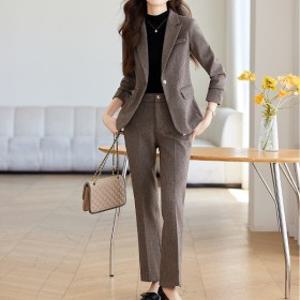 투톤 겨울 모직 자켓+팬츠 여성 정장 세트 수트 투피스 오피스룩