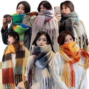 캐시미어 머플러 롱 체크 울 니트 여성 겨울 목도리 OFS-DMSCF08