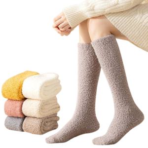 1+1+1 겨울 여자 기모 롱 수면 양말 수족냉증 여성 발열 기모 보온 방한 니삭스 극세사 긴 양말