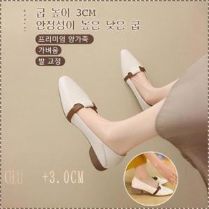 빈티지 로우힐 통굽 소프트 밑창 통근용 구두 통근 펌프스 봄가을 작은 구두 뾰족코 리얼 소프트 빈티지