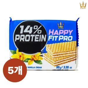 플리스 해피 핏 프로 바닐라크림 웨이퍼 95g 5개 프로틴 고단백 웨하스 다이어트 과자