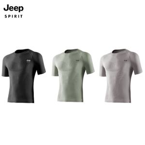JEEP SPIRIT 지프 남성 피트니스 스포츠 바이크 반팔 통기성 스키니 반팔 티셔츠