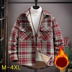 남성 캐주얼 기모안감 체크 셔츠 루즈핏 데일리 따뜻한 겨울 남방 아우터 캐주얼 도툼 겨울 자켓 코트