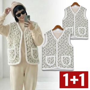 1+1 꽃무늬 촌캉스 할머니 조끼 양털 김장 조끼 빅사이즈 특별한날 친구연인가족과 입기 좋은 K김장조끼