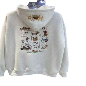 라지 100kg 맨투맨 여성 신상 가을겨울 기모 가후 트렌디한 브랜드 귀여운 강아지 자수 맨투맨