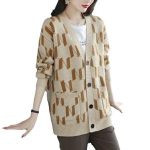니트 가디건 코트 중년 여성용 봄가을 루즈핏 도톰 스웨터 아우터 겨울 패션 고급 니트 상의 빅사이즈