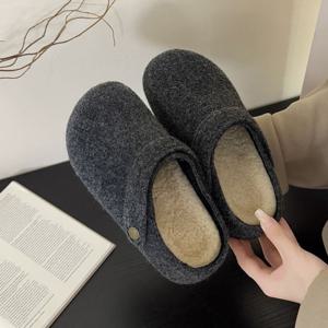 겨울 여성용 기모 슬리퍼 빈티지 속굽 여성 블로퍼 플랫 슈즈 캐주얼 여성 털 블로퍼 슬리퍼