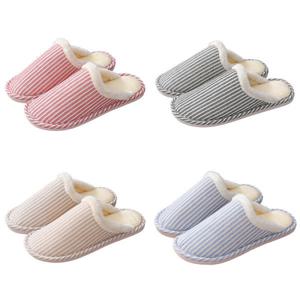겨울슬리퍼 털실내화 3cm굽 남여공용 스트라이프 사무실 거실실내화 남성 여성 슬리퍼 OFS-DMSLP8
