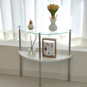 인테리어 루나 유리 반달형 거실 2단 선반 콘솔