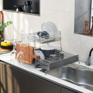 아이넥스 엣지노블 식기건조대 알루미늄+스텐304 2단 확장형 설거지 그릇 건조대