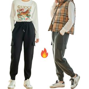 벨밍크 여성 융 기모 방한 카고 조거 겨울 바지 빅사이즈