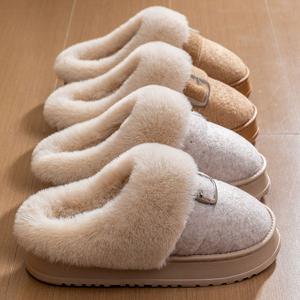 여자 겨울 털안감 퍼슬리퍼 벨트 포인트 방한 슬리퍼