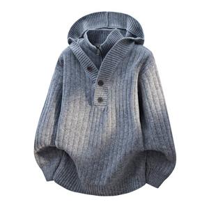 겨울 대박 남성 가짜 두 벌 반 지퍼 헐렁헐렁 레깅스 니트 후드 접합 두꺼운 스웨터남