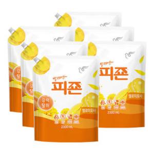 피죤 섬유유연제 리필 2300ml 6개 옐로미모사