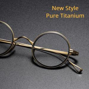 티타늄 안경테  남성용 순수 일본 레트로 디자이너 원형 블루 라이트 신제품