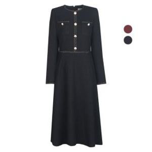 비비드 시크릿가너 하프클럽/비비드시크릿가너여성 트리밍 디테일 겨울 정장 원피스