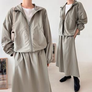 트레이닝 스커트 세트 아노락 집업 바람막이 밴딩 A라인 치마 빅사이즈 봄 여성의류 캐주얼