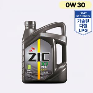 SK엔무브 지크 제로  ZIC X7 LS 0W30  저점도합성엔진오일  6L ACEA C2 API SN 매연저감장치(DPF)장착차량
