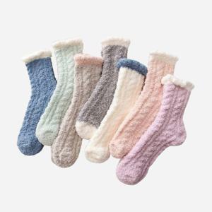 겨울 기모 융털 극세사 수면양말 고급형 방한 도톰한 털양말6장