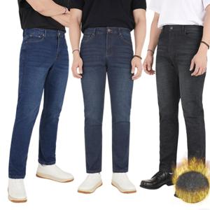 겨울 남자 기모 청바지 스판 남성 일자핏 스트레이트 팬츠