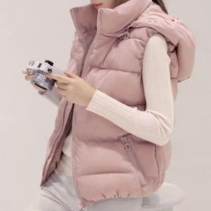 겨울 여성 경량패딩조끼 빅사이즈 탈부착 후드 누빔 패딩베스트