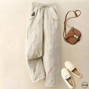 여성 겨울 방한 보온 밴딩 누빔 패딩팬츠