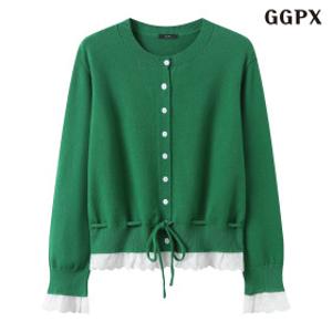 스트링 레이스 레이어드 니트 가디건 (GQACK001D)