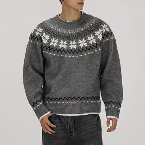 1+1 노르딕 겨울 니트 스웨터 남성 크루넥 니트