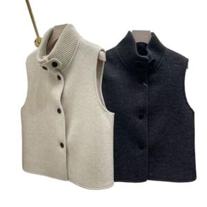 겨울 신상 한국판 칼라 양털 조끼 양면니 통근 패션 코트 안에 민소매를 겹쳐 입다