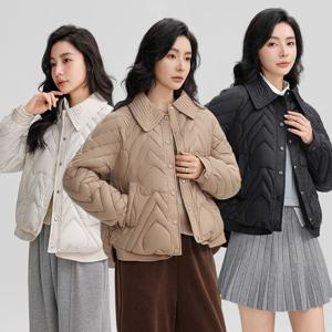 여성패딩 스냅단추 패치워크 학생 경량패딩 나른한 우아한 카라 웰론패딩 겨울신상