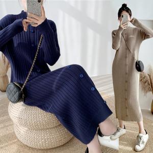 르엠마 아벨 반목 폴라 버튼 긴팔 니트 스웨터 니트원피스 겨울원피스 가을 원피스