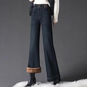 여성 기모 도톰 부츠컷 청바지 따뜻한 데님 나팔바지 겨울 긴바지