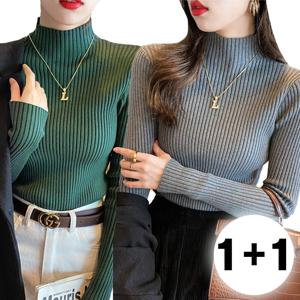 1+1 데일리 긴팔 반폴라 니트티 폴라티 목티 (7color)