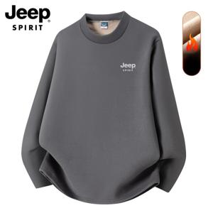 JEEP SPIRIT 남성 겨울 루즈핏 보온 긴팔 라운드 기모 맨투맨 티셔츠