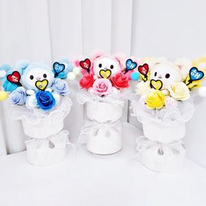 곰돌이 토퍼 곰 인형다발 졸업식 수료식 입학식 미니 꽃다발 비누꽃 유치원 어린이 졸업 수료 입학 꽃 선물
